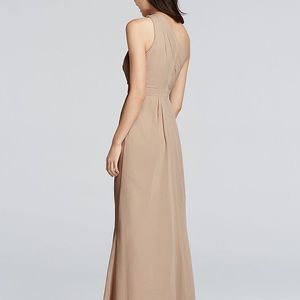 Long One-shoulder Crinkle Chiffon Dress